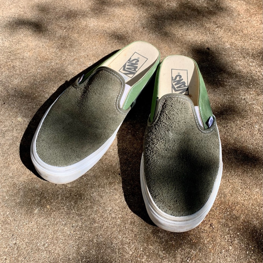 Olive Suede Vans Slip-ons